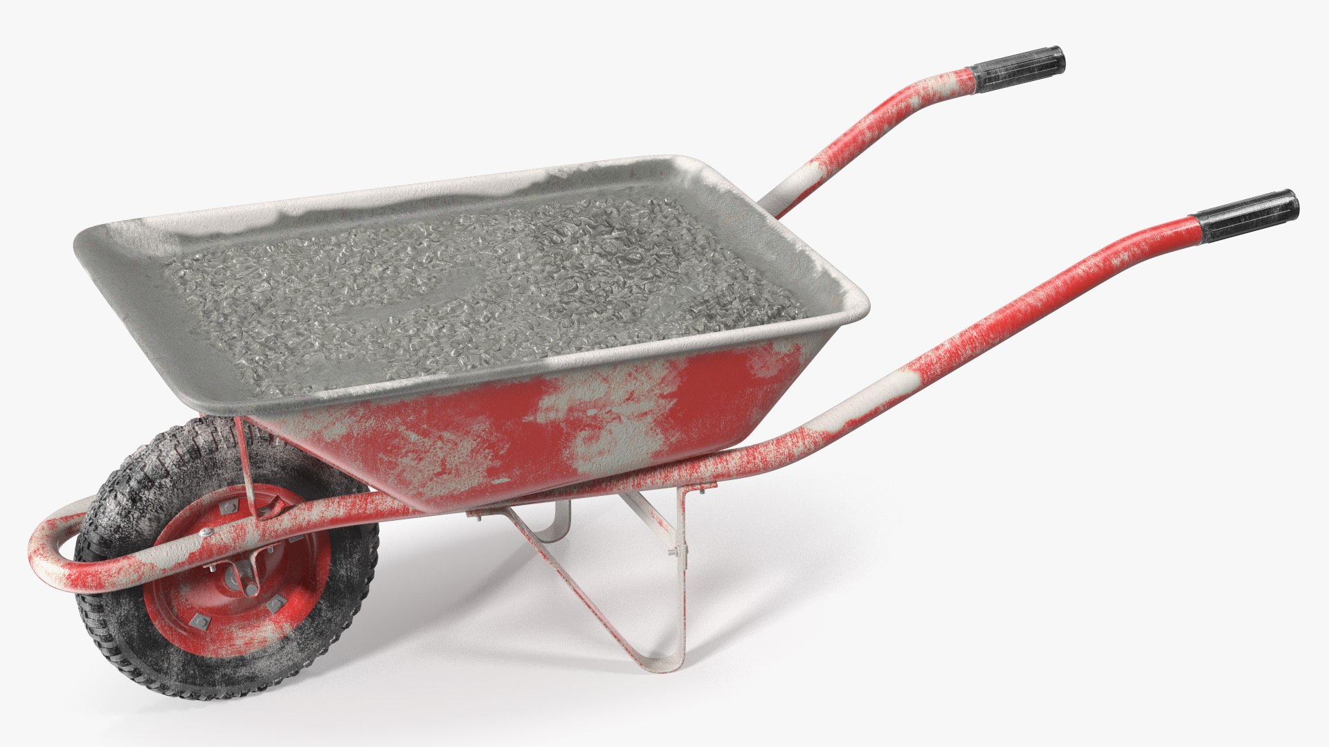 Wheelbarrow with Cement Red 3D model preview