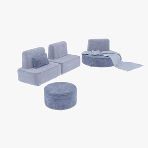 Divano Modulare Moderno in Velluto - Fotorealistico