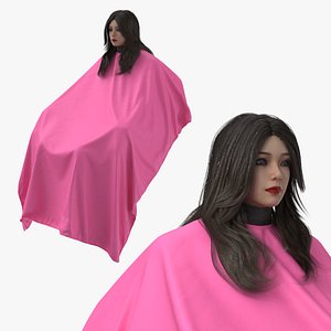 3D Haircutting Cape with Woman Head model