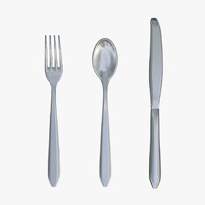 3D model Basic Silverware Cutlery Set