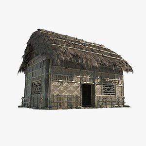 residential houses thatched cottages 3D