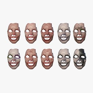 3D 10 Human Skin Terror Masks A - Character Costume model