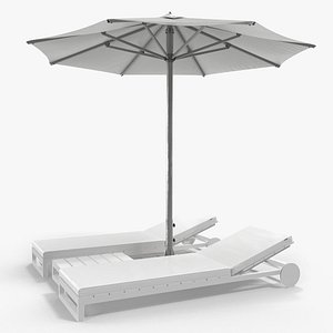 3D sun loungers umbrella 2