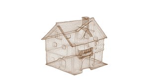 3D Medieval Half-Timbered House Stylized Cartoon Building