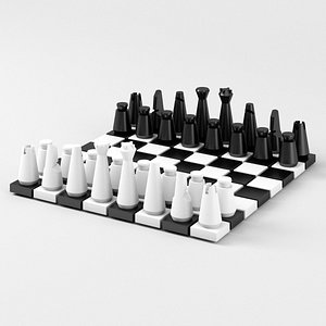 modern chess pieces board 3D