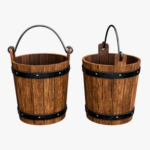 Medieval Wooden Bucket Lowpoly 3D model 3D model