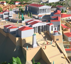 polygonal city athens blender 3D model