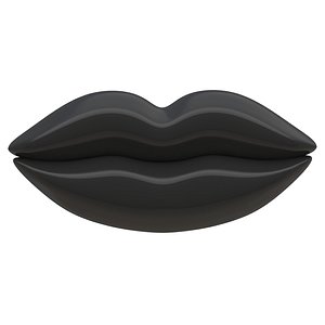 3D Lips Icon Black