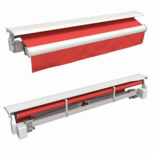 Retracted Retractable Awning Red