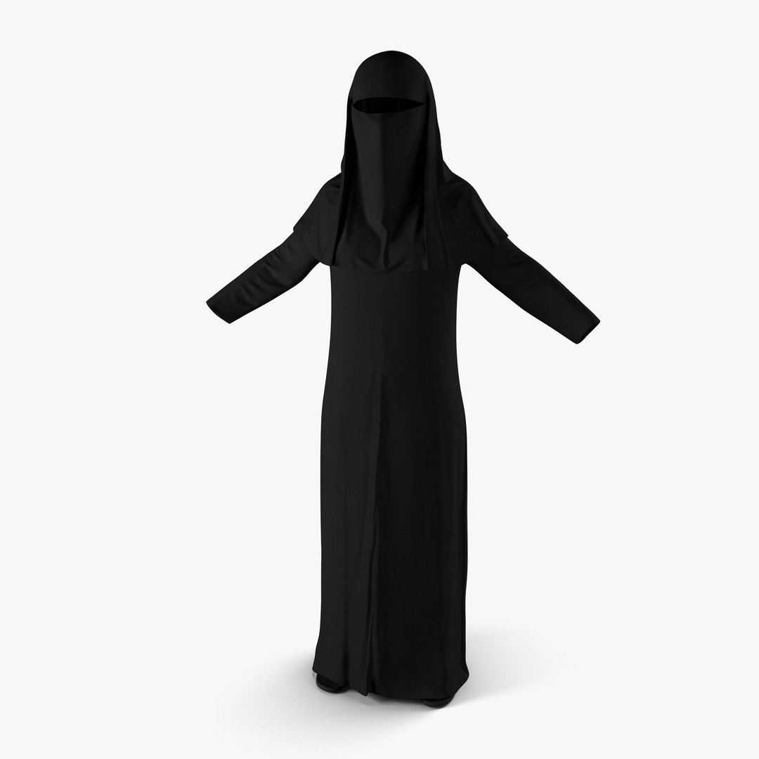 Traditional Arab Ladies Dress Abaya 3D model preview