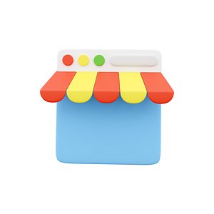 3D 3d Online shopping web store icon model