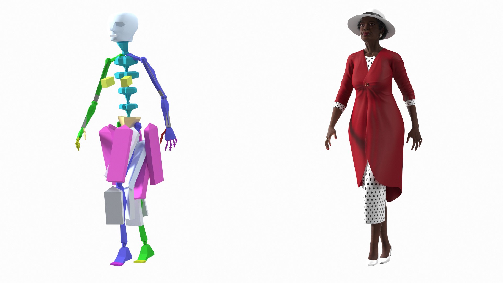 3D Afro American Elderly Woman Formal Wear Rigged - TurboSquid 1995769