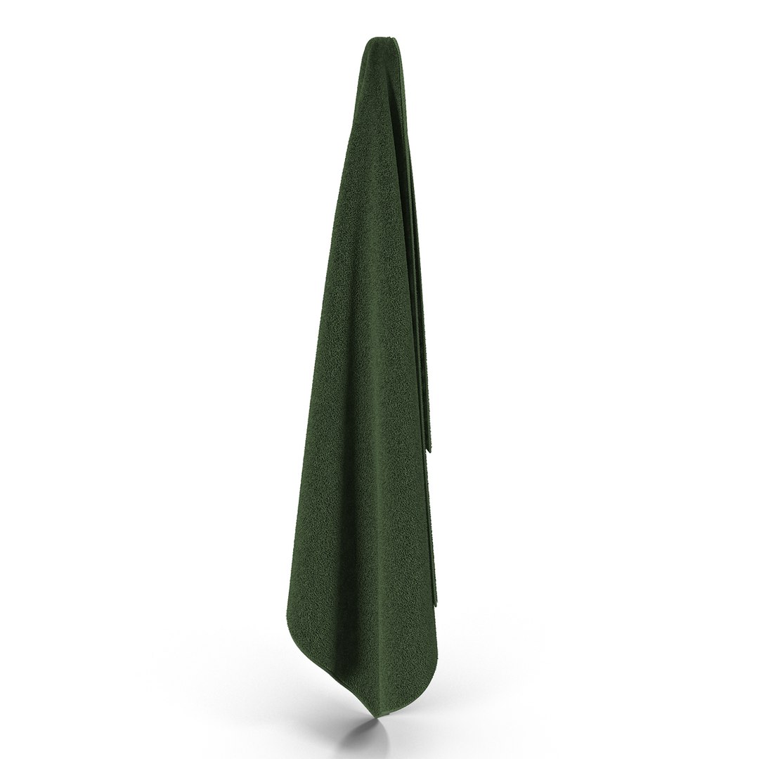 Hanging Bathroom Towel Green 3D Model 3D model preview