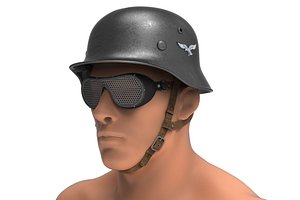 German military helmet with glasses - Stahlhelm m35