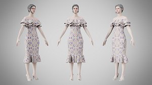 Dress 17 Whimsical Loop Mosaic 3D model