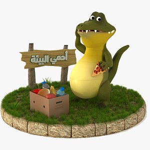 Cartoon crocodile Rigged 3D model