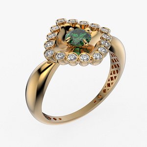 3D model Diamond jewelry ring Coloured Classic all sizes R61 3D print model