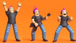 3D Minimal Punk Guy 3D Cartoon Character