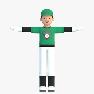 3D Minimal Baseball Player Character