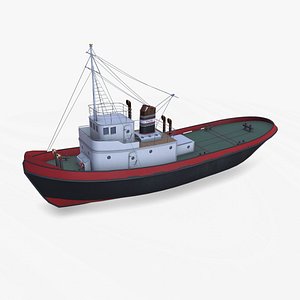 3D model Old Tugboat Low-poly PBR