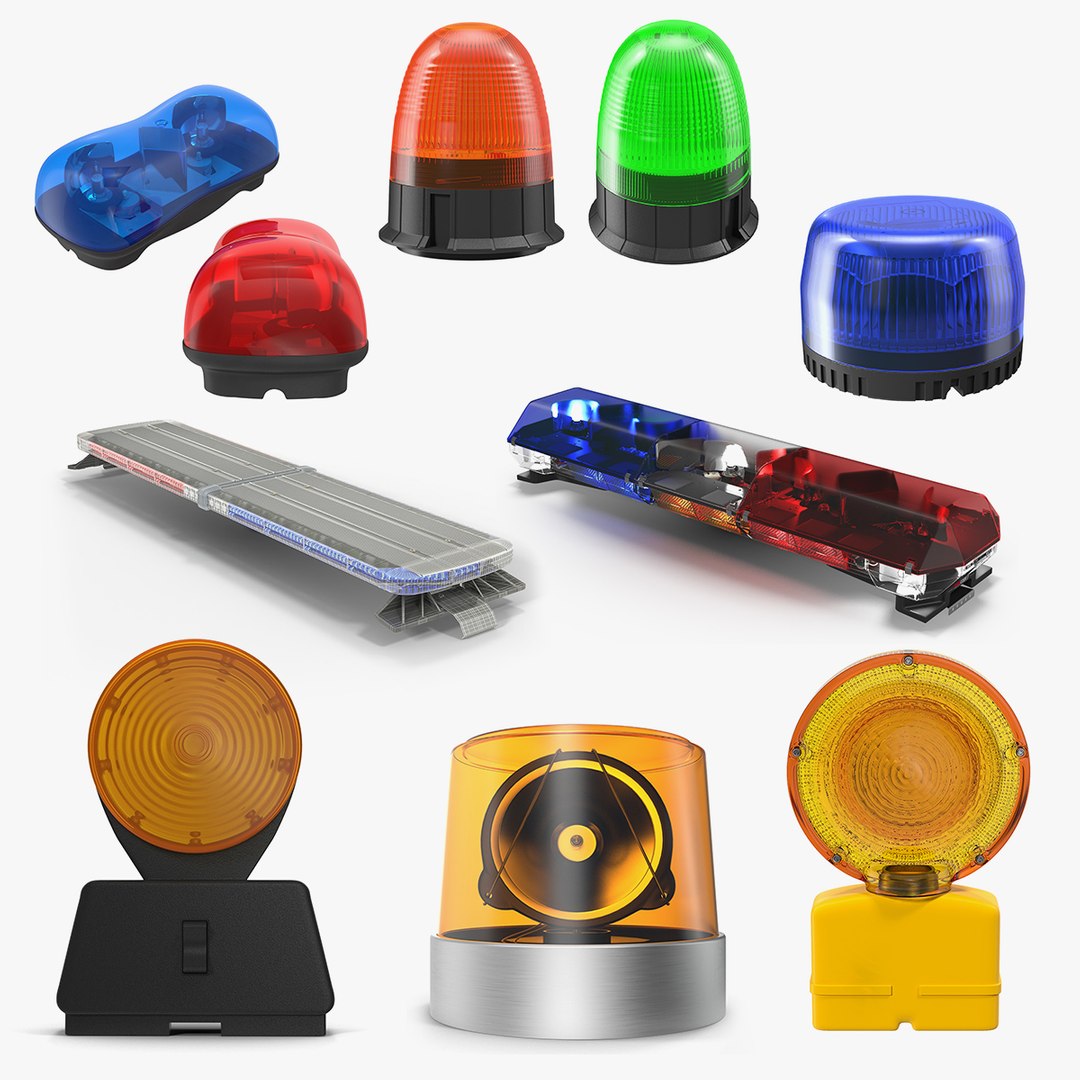 Emergency Warning Lights Collection 4 3D model preview