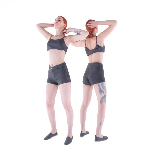 scanned human young woman 3D model