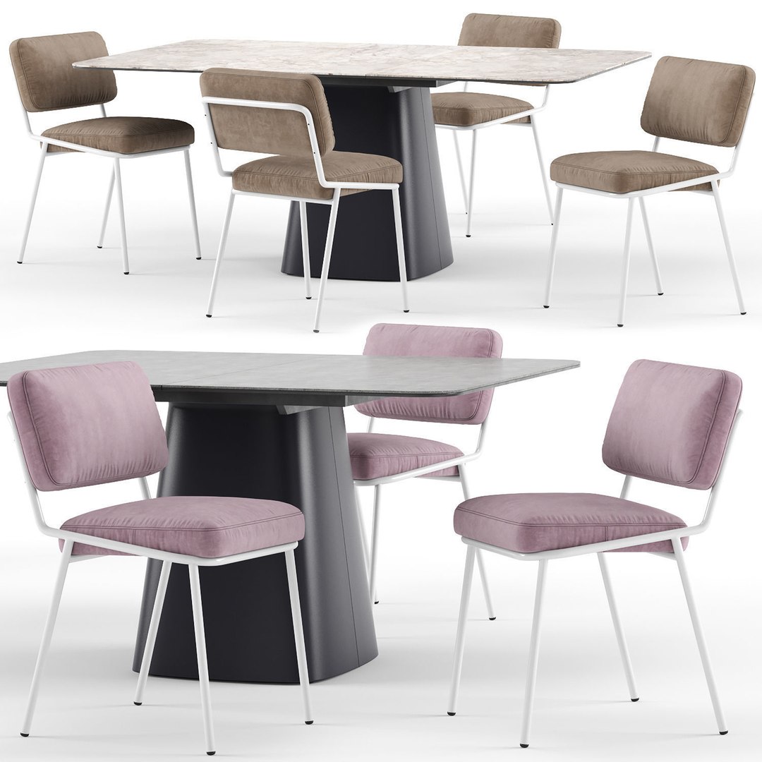 3D model Sixty chair and Hey Gio extending table - TurboSquid 2095750