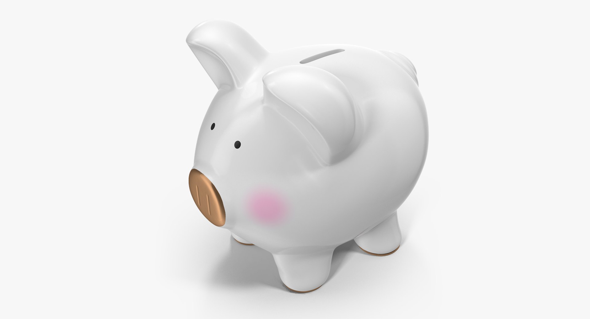 Grey Piggy Bank 3D Model 3D model preview