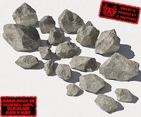 Rocks - Stones 1 Jagged RS15 - Grey 3D rocks or stones