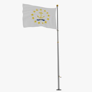 3D Pole Flag Rhode Island