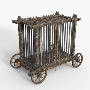 Medieval Wheeled Cage low-poly 3d model