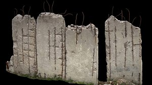 concrete slabs fence industrial wall photogrammetry 3D model