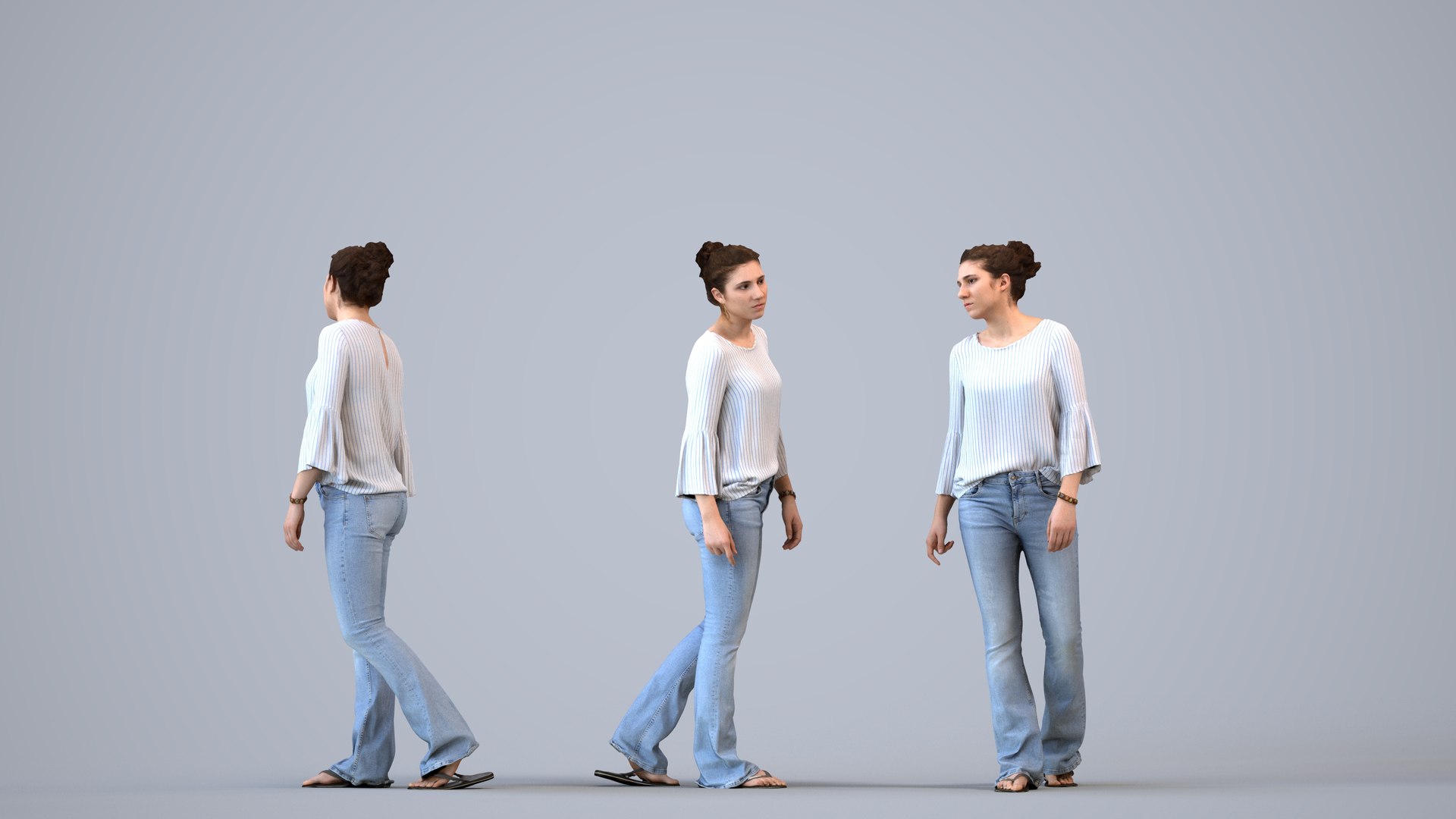 00472Gloria006 - Adult Caucasian Woman Walking Through Public Space In ...