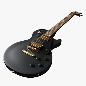 3D paul black electric guitar model