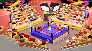 boxing arena public characters 3D model