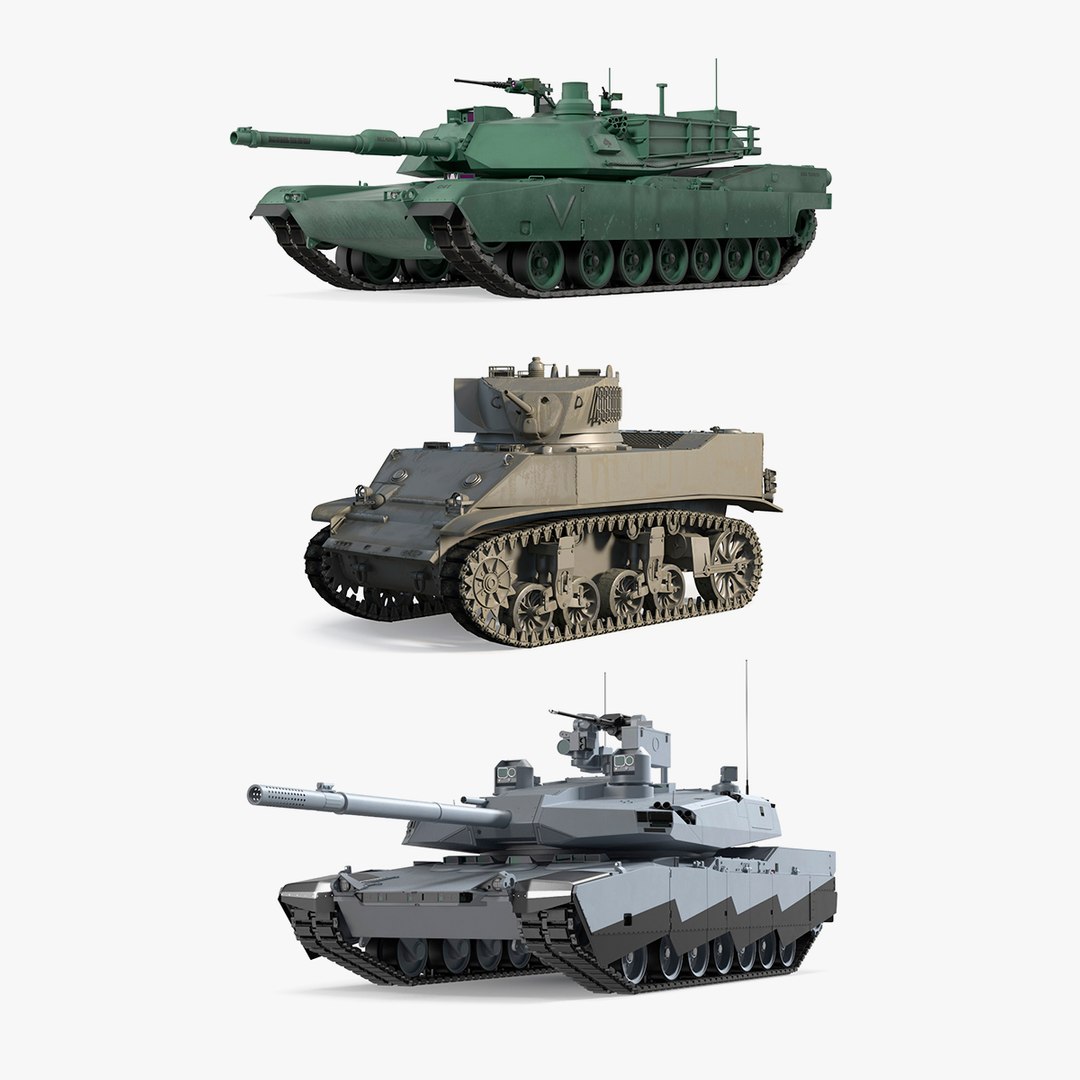 Rigged US Tanks Collection 2 3D model preview