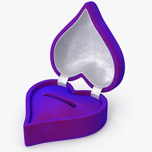 3D Heart Shaped Empty Ring Box Blue