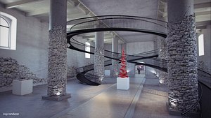 obj museum interior scene car