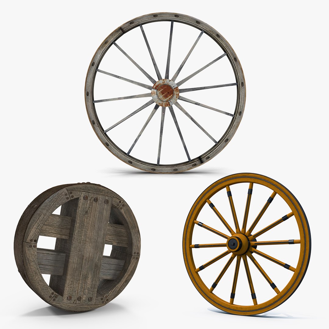 Antique Wagon Wheels 3D Models Collection 2 3D model preview