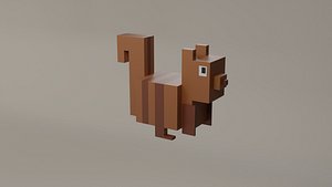 Voxel Low Polly Animal Squirrel 3D model