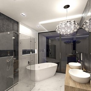scene luxury bathroom interior 3D model