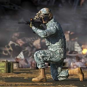 Soldier Grey Camo with Night Visor Rigged