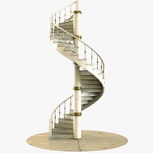 Antique Spiral Staircase White - PBR 3D