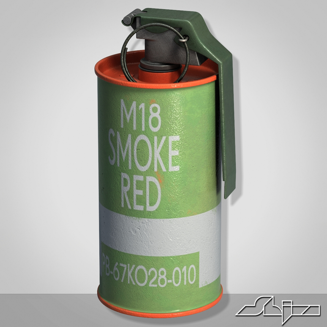 3d model m18 red smoke grenade