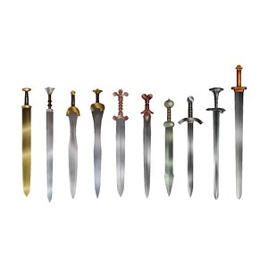 Hand Painted Swords Pack 4 3D model