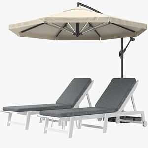 Sun Lounger With Offset Umbrella