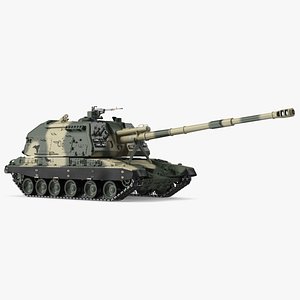 2S19 Msta Green Camouflage 3D model