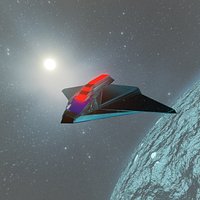 Alien spaceship and planet