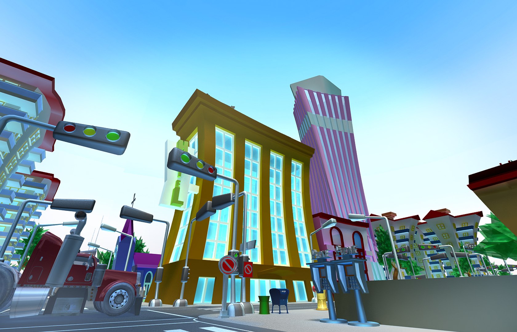 3D Cartoon City Props Toon Model - TurboSquid 1357001