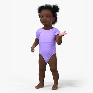 3D model Little Girl Light Black Skin in Bodysuit Rigged